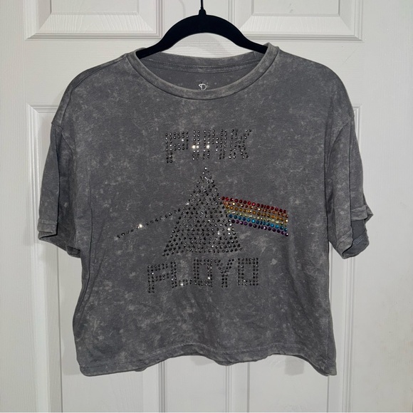 Gray Graphic Pink Floyd Crop Top - Picture 1 of 3